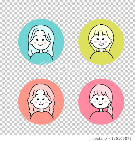 Girls colorful icon set 136163872