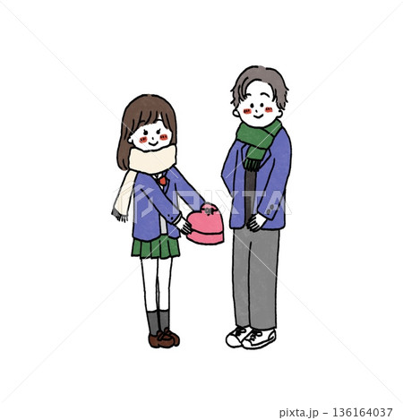バレンタインデーの学生カップル 136164037