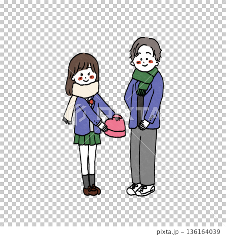 バレンタインデーの学生カップル 136164039