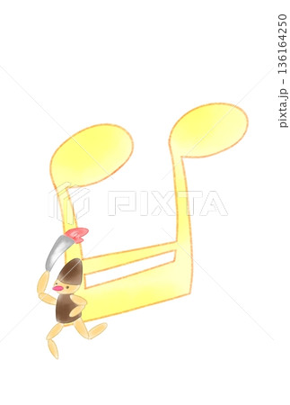 聖火ランナーの付いた音符 136164250