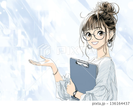 説明・提案をするビジネスウーマン|プレゼンテーションと案内のイメージ 説明・提案をするビジネスウーマン|プレゼンテーションと案内のイメージ 136164437