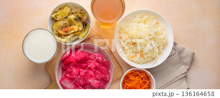 Fermented food improving gut health with probiotics and lactic acid bacteria 136164658