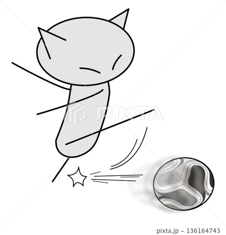 サッカー!シュートした猫 サッカー!シュートした猫 136164743