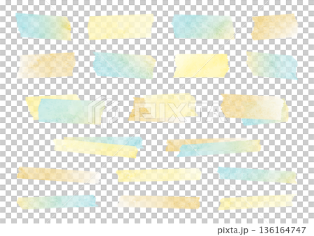 水彩の春色のマスキングテープイラストセット 136164747