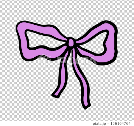 Hand drawn ribbon or bow for decoration, cute patch, brooch, fabric print, breast cancer awareness campaign, logo, icon, sign, symbol, fashion, accessory, women costume, sticker, wedding card, tattoo 136164764