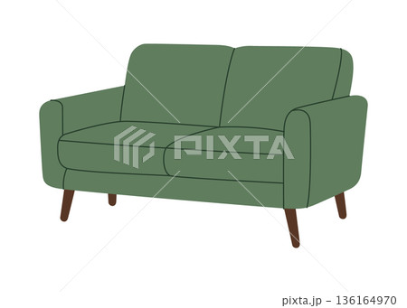 Compact modern sofa. Flat vector furniture illustration 136164970