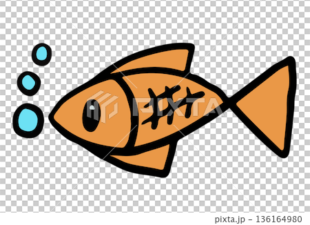 Hand drawn illustration of fish for sea life, under the sea, aquarium, ocean, post card, animals, zoo, souvenir shop, cartoon character, comic, mascot, plush toy, kid doll, sticker, beach vibe, patch 136164980