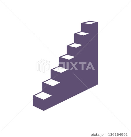 Tall staircase with narrow steps in isometric perspective. Vector icon for progress, challenge or elevation themes. Tall staircase with narrow steps in isometric perspective. Vector icon for progress, challenge or elevation themes. 136164991