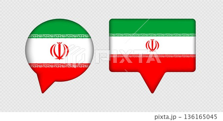 Flag of Iran in speech bubble. 136165045