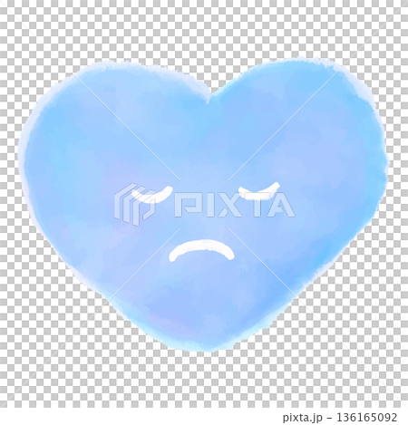 Cute watercolor heart character illustration in blue Cute watercolor heart character illustration in blue 136165092