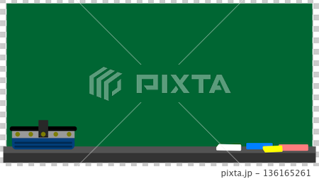 学校や塾の授業で勉強するのに使用する黒板とチョークのイラスト 136165261