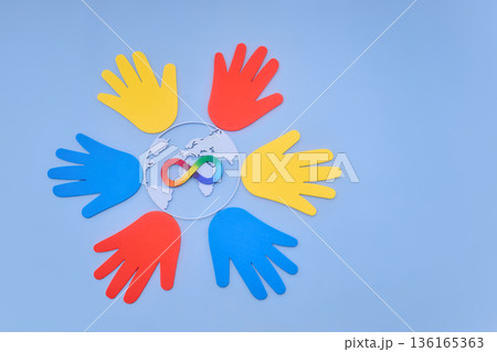 Global neurodiversity inclusion with colorful infinity symbol 136165363