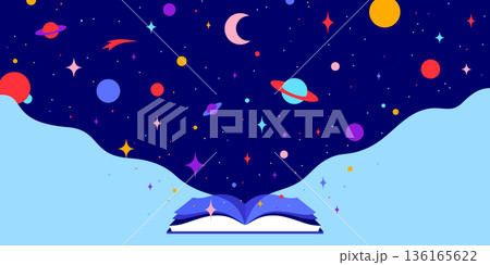 Book, Imagination, Dreams. Cosmos book, space imagination 136165622