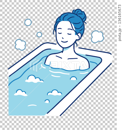 一位女士在浴缸中放鬆的插圖 一位女士在浴缸中放鬆的插圖 136165673