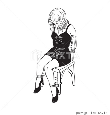 Woman tied to chair kidnapping victim bondage 136165712