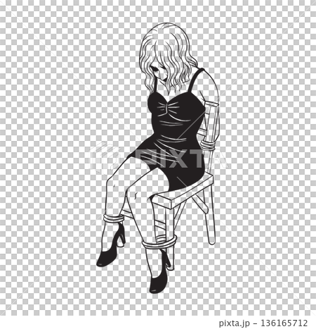 Woman tied to chair kidnapping victim bondage Woman tied to chair kidnapping victim bondage 136165712