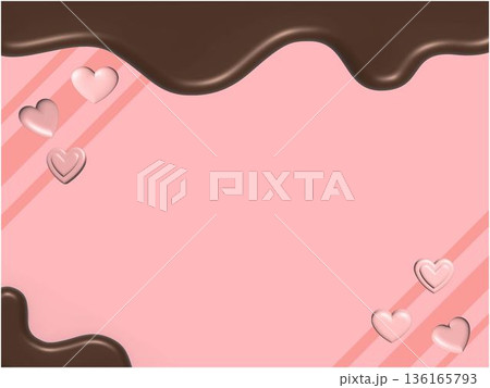 溶けるチョコレートとハートのイラスト背景 溶けるチョコレートとハートのイラスト背景 136165793