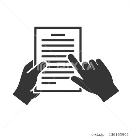 書類を説明する手のシルエットアイコン 136165905