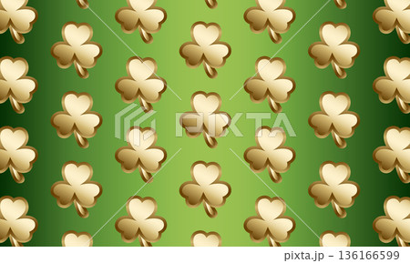 St Patricks Day gold seamless pattern with gold shamrock 136166599