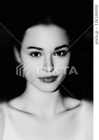 Young woman with elegant black and white portrait Young woman with elegant black and white portrait 136166800