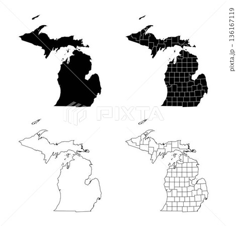 Michigan State Outline and Solid Fill Map Set. Michigan State Outline and Solid Fill Map Set. 136167119