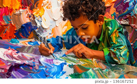 絵を描く子供 136167252