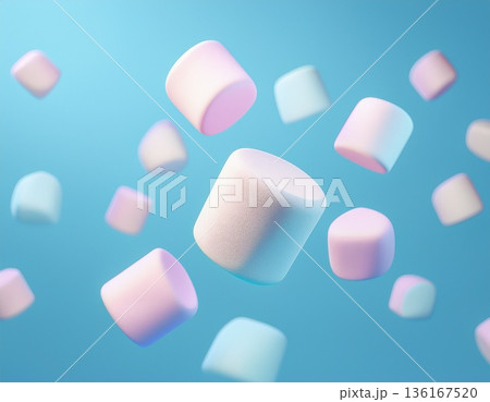 マシュマロが宙に浮いている背景 136167520