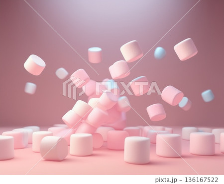 マシュマロが宙に浮いている背景 マシュマロが宙に浮いている背景 136167522