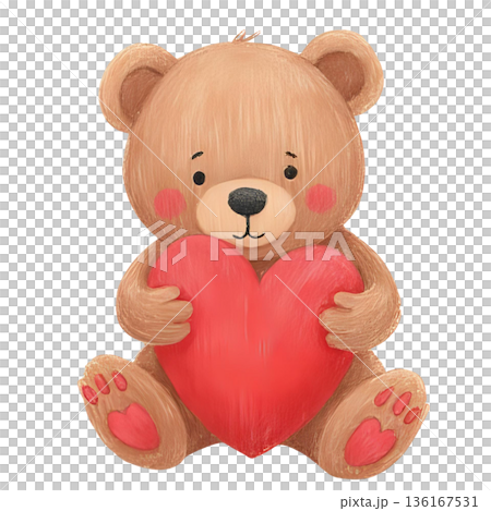 Teddy bear holding a heart Teddy bear holding a heart 136167531