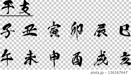 Zodiac (Rat - Pig) Brush Letter Set 136167647