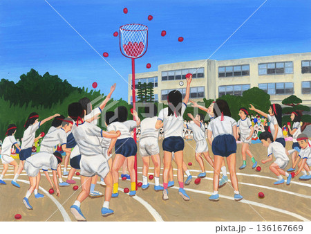 運動会 ‐ 玉入れ 136167669