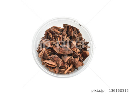 Star anise is a fragrant spice for cooking. 136168513