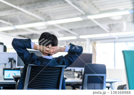 オフィスで一息つく 136168988