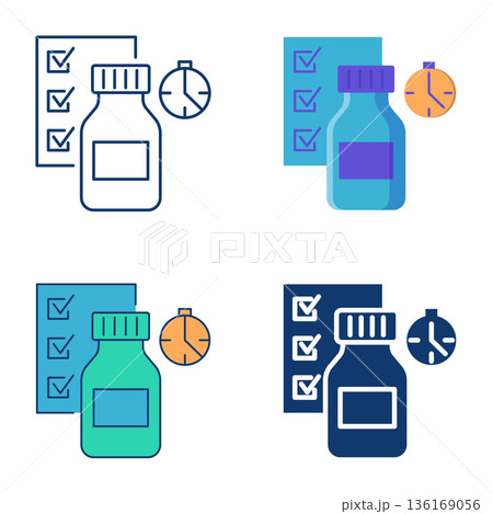 Medicament stability testing icon set 136169056