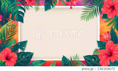 南の島の開放感を伝えるハイビスカス背景 南の島の開放感を伝えるハイビスカス背景 136169072