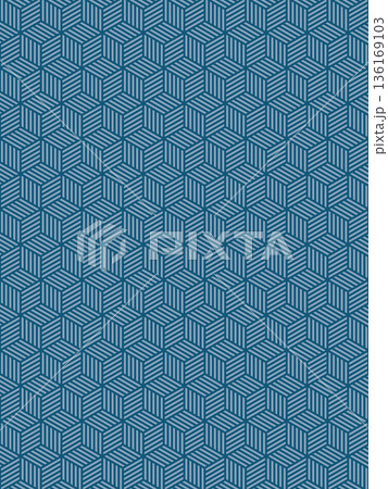 藍色の亀甲網代の背景 136169103