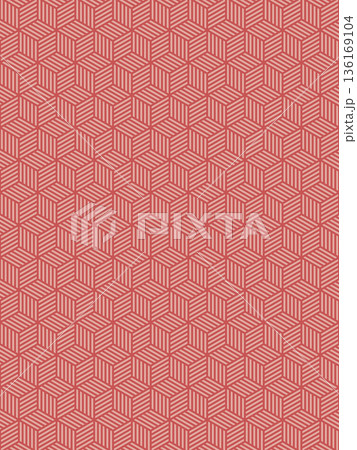 臙脂色の亀甲網代の背景 136169104
