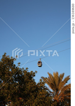 Cable cars sky. High quality photo Cable cars sky. High quality photo 136169680