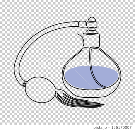 Retro perfume bottle, one line illustration Retro perfume bottle, one line illustration 136170007