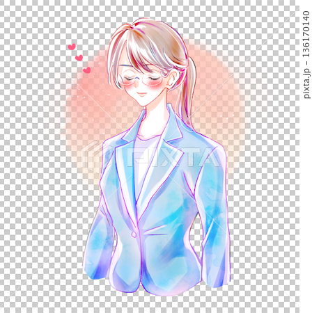 嚴肅的商人，閉著眼睛，面帶微笑，充滿愛意 136170140