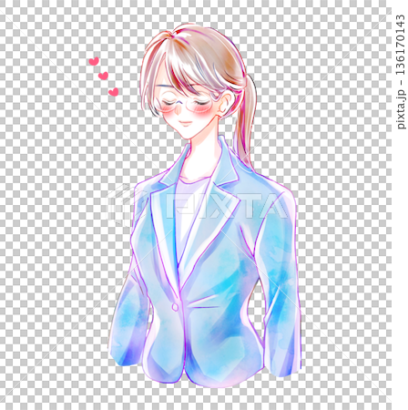 嚴肅的商人，閉著眼睛，面帶微笑，充滿愛意 136170143