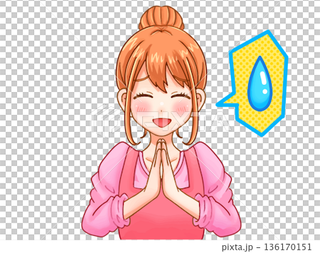可愛家庭主婦道歉的插畫素材 136170151