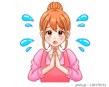謝罪する可愛い主婦のイラスト素材2 136170152