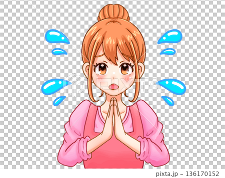 謝罪する可愛い主婦のイラスト素材2 136170152