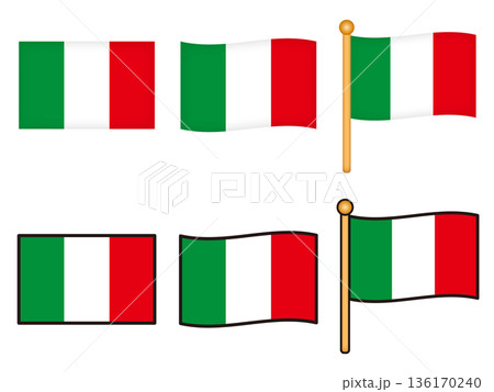 シンプルなイタリアの国旗のイラスト素材セット シンプルなイタリアの国旗のイラスト素材セット 136170240