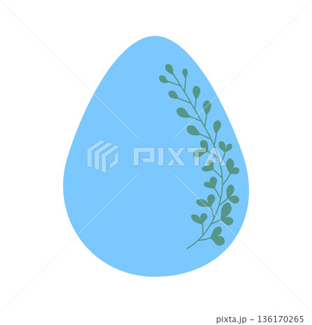 Easter egg with floral ornament, folk ornate illustration. Happy easter hand painted egg for spring holiday cards, tags 136170265