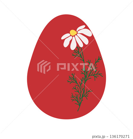 Easter egg with floral ornament, folk ornate illustration. Happy easter hand painted egg for spring holiday cards, tags Easter egg with floral ornament, folk ornate illustration. Happy easter hand painted egg for spring holiday cards, tags 136170271