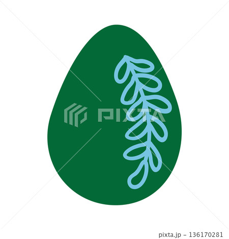 Easter egg with floral ornament, folk ornate illustration. Happy easter hand painted egg for spring holiday cards, tags 136170281