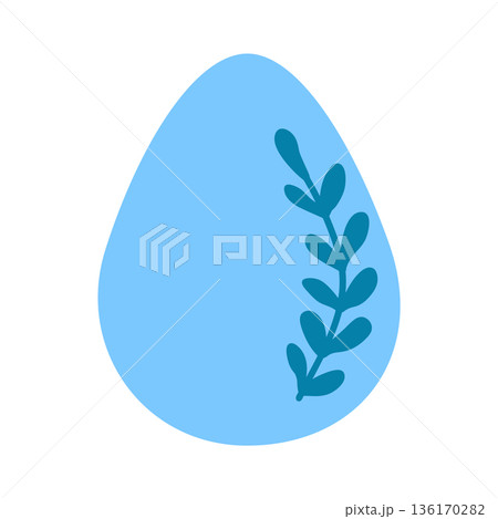 Easter egg with floral ornament, folk ornate illustration. Happy easter hand painted egg for spring holiday cards, tags 136170282