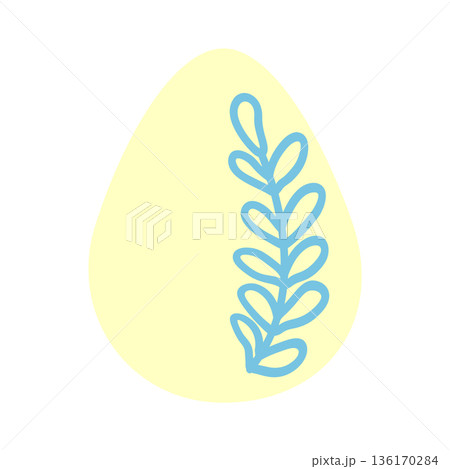 Easter egg with floral ornament, folk ornate illustration. Happy easter hand painted egg for spring holiday cards, tags 136170284